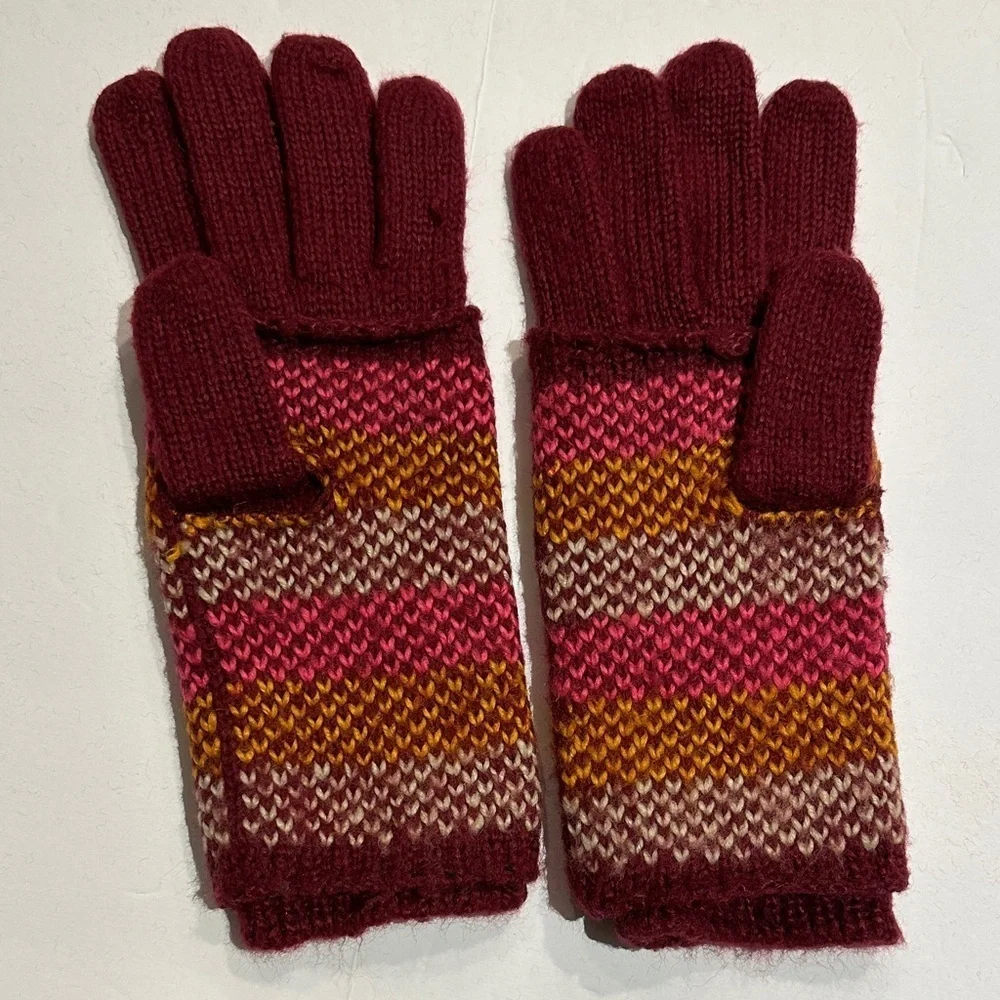 Layered Colorful Knit Sweater Gloves/fingerless gloves set
